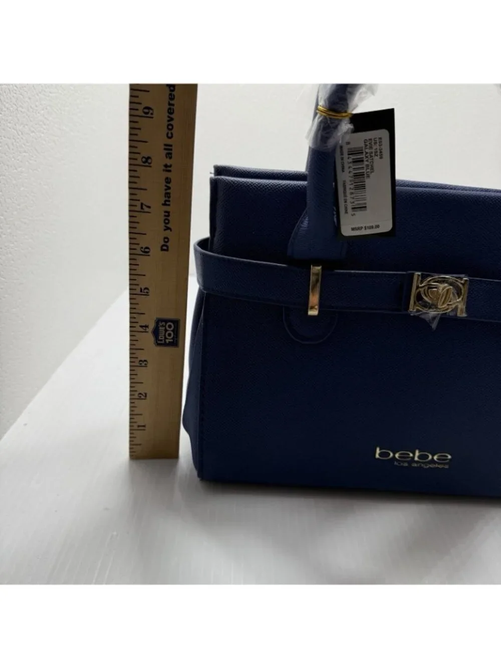 Bebe Los Angeles Evie Satchel NWT Galaxy Blue Gold Hardware Crossbody Bag Work